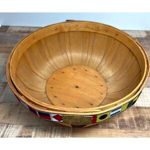 Peterboro Basket Co. Nautical Signal Flag Wooden Bowl Made In USA